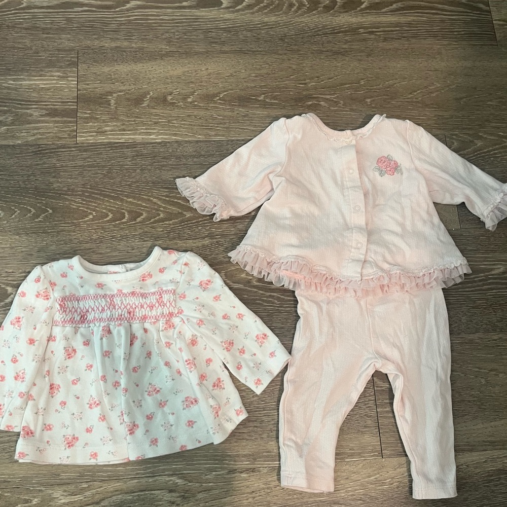 Pink Baby Outfit Set with Floral Details